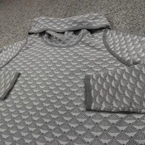 Calvin Klein Sweater Womens M Gray Geometric Knit Pullover Cowl Turtleneck Tunic